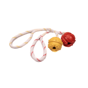 Natural rubber ball with cord, buoyant